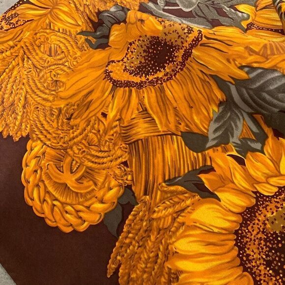 Chanel Vintage Silk Sunflower Scarf - Picture 2 of 3